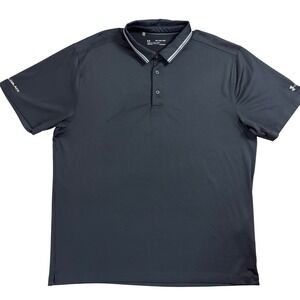 Under Armour Mens Polo Shirt Black Coldblack 2XL Short Sleeve Golf Performance